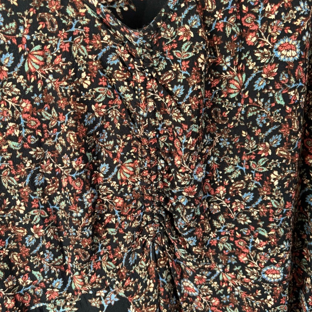 FatFace Multicolor Nate Craft Floral Print Puff Sleeve V-neck Midi Dress Size 12 - Picture 9 of 10